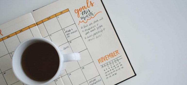 Calendar and coffee