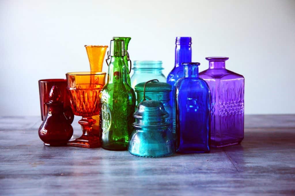 Colored glass bottles
